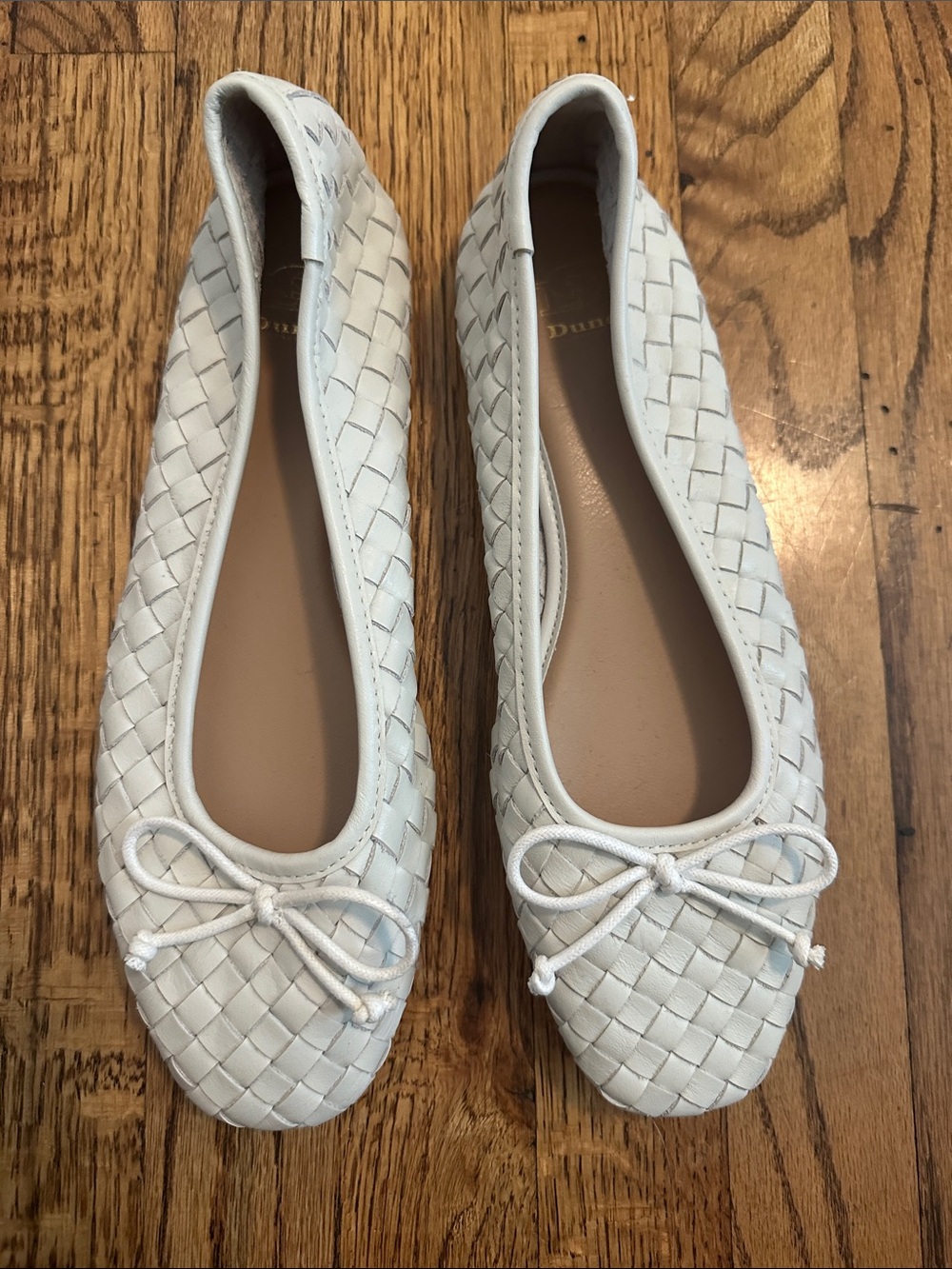 Dune London Woven Ballet Flats in White